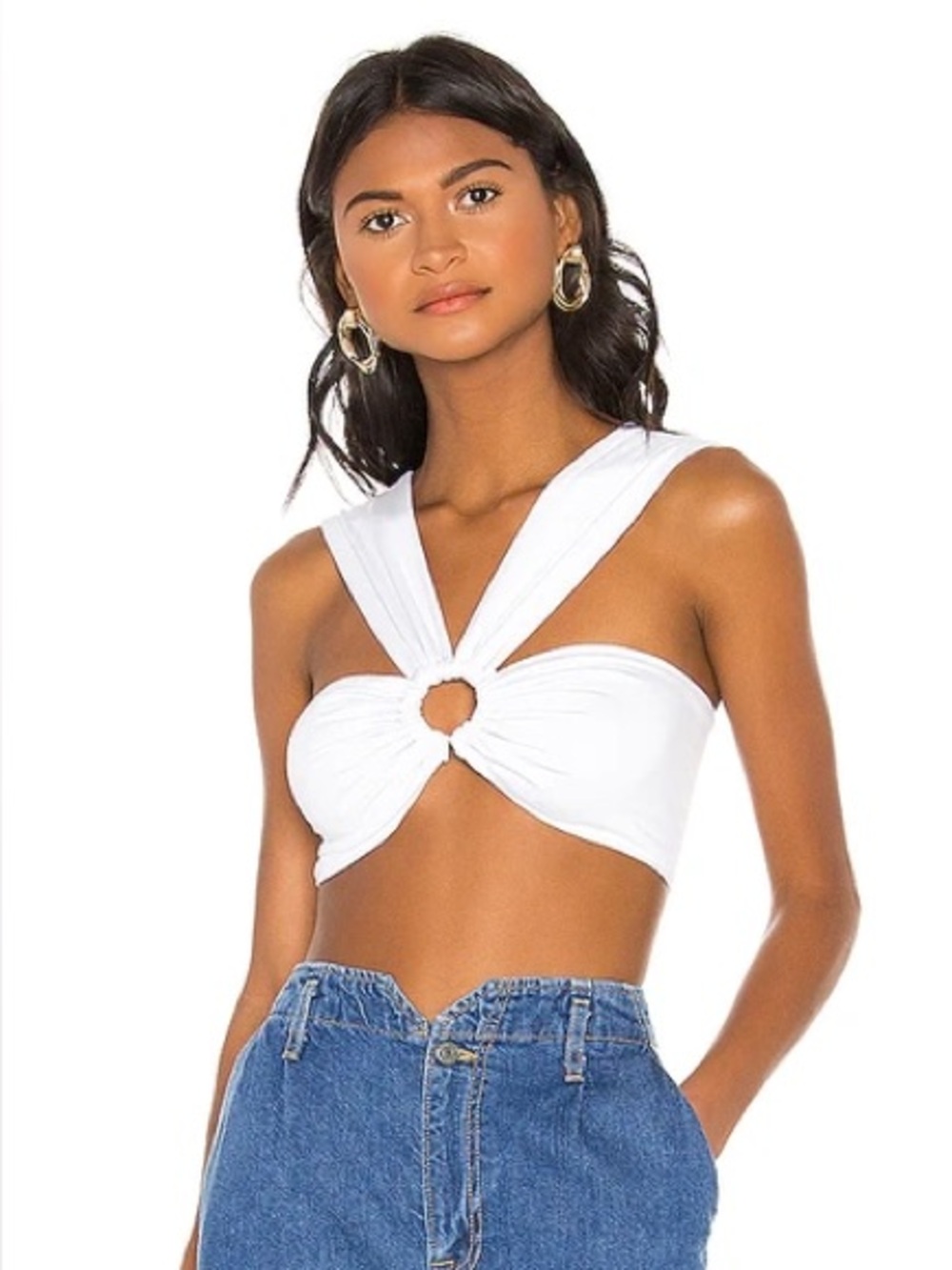 Revolve Superdown Odette O Ring Crop Top White Size Small
